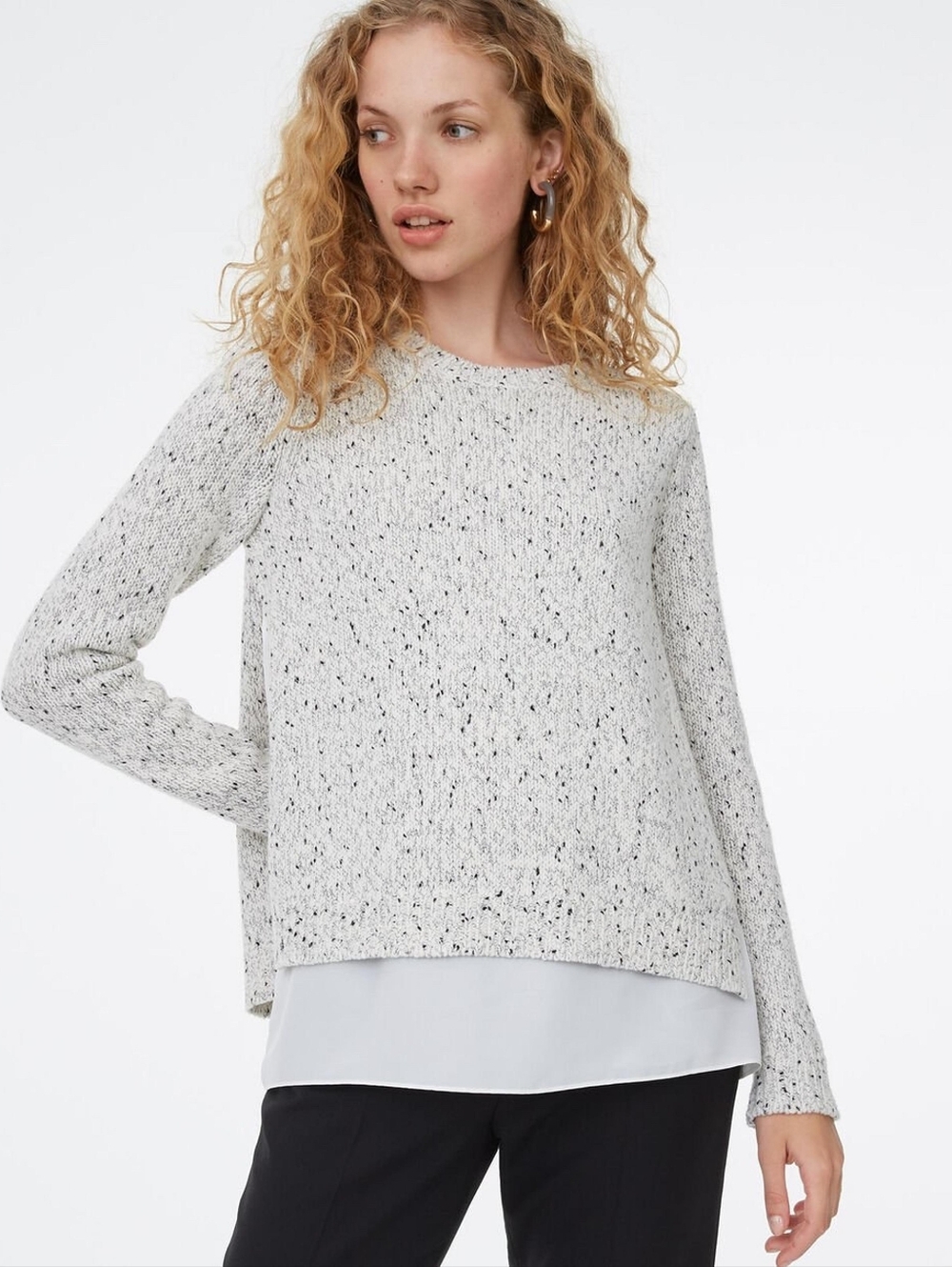 Club Monaco Kaelane Mixed Flecked Sweater In Grey Mix Sz XS